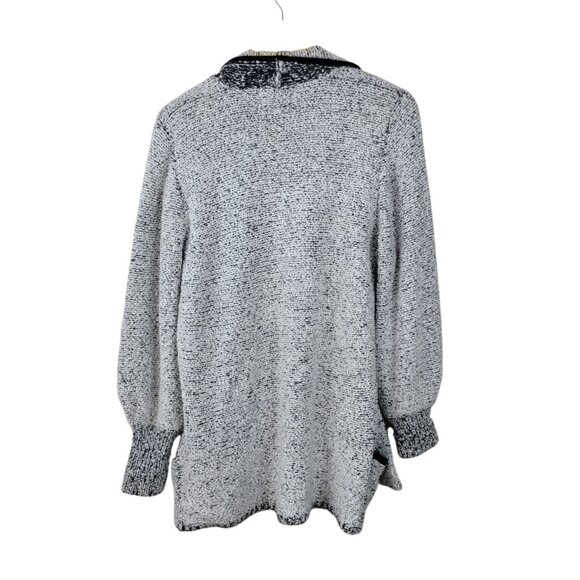 Vintage Cardigan Sweater Jacket Size Medium Oversized 90s Pocket Boucle Grey - Picture 6 of 7